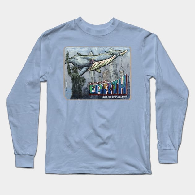 Greetings From Earth: Whale City Long Sleeve T-Shirt by Dustin Resch